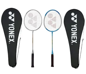 GR 303 Aluminium Blend Badminton Racquet with Full Cover (Blue/Silver) - Set of 2