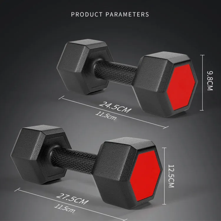 20KG A Pair Red Seal Household Glue Fitness Hexagon Dumbbells