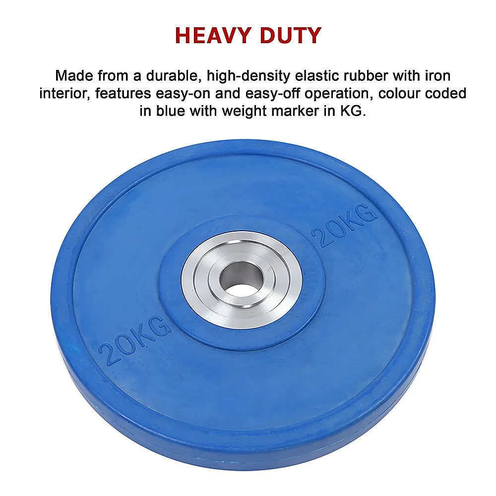 20kg Blue Rubber Bumper Weight Plate, Powerlifting, Durable