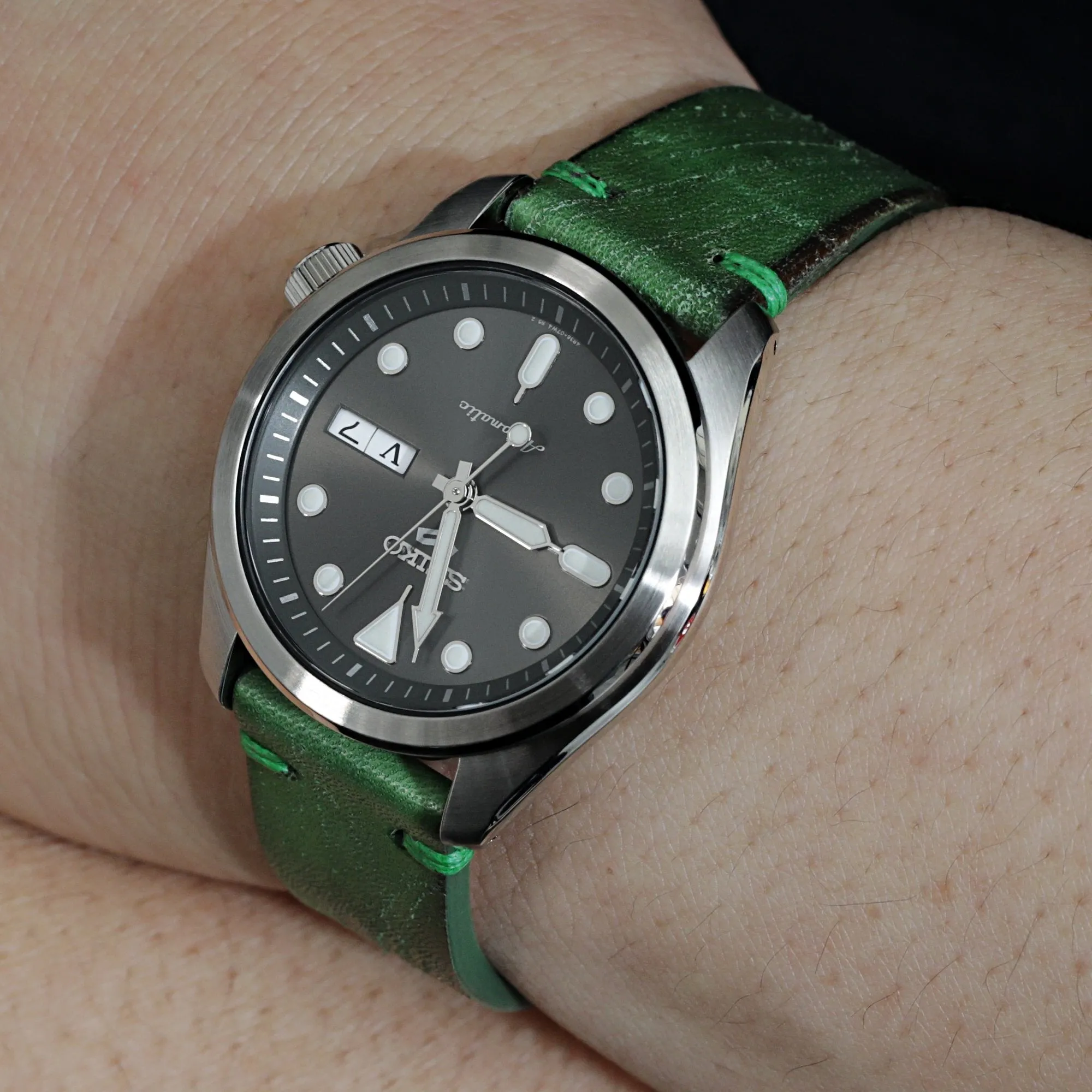 20mm Green Italian Handmade Rebel Leather Strap, Polished