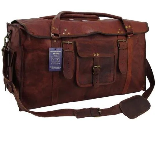 21 Inch Women’s Retro Style Carry On Luggage Flap Duffel Leather Duffel Bag