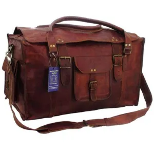 21 Inch Women’s Retro Style Carry On Luggage Flap Duffel Leather Duffel Bag