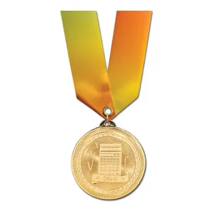 2" Custom BL Award Medal With Specialty Satin Neck Ribbon