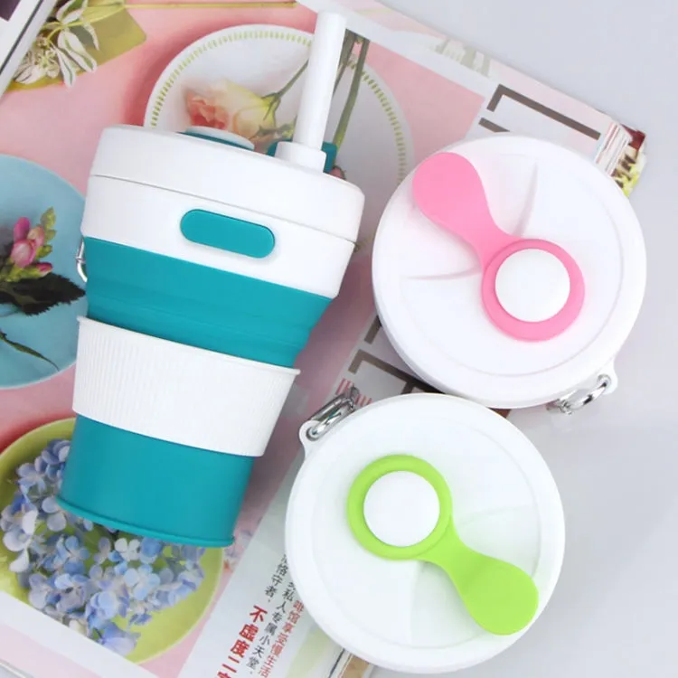 350ML Folding Portable Silicone Telescopic Drinking Coffee Cup Multi-function Silica Cup Travel(Pink)