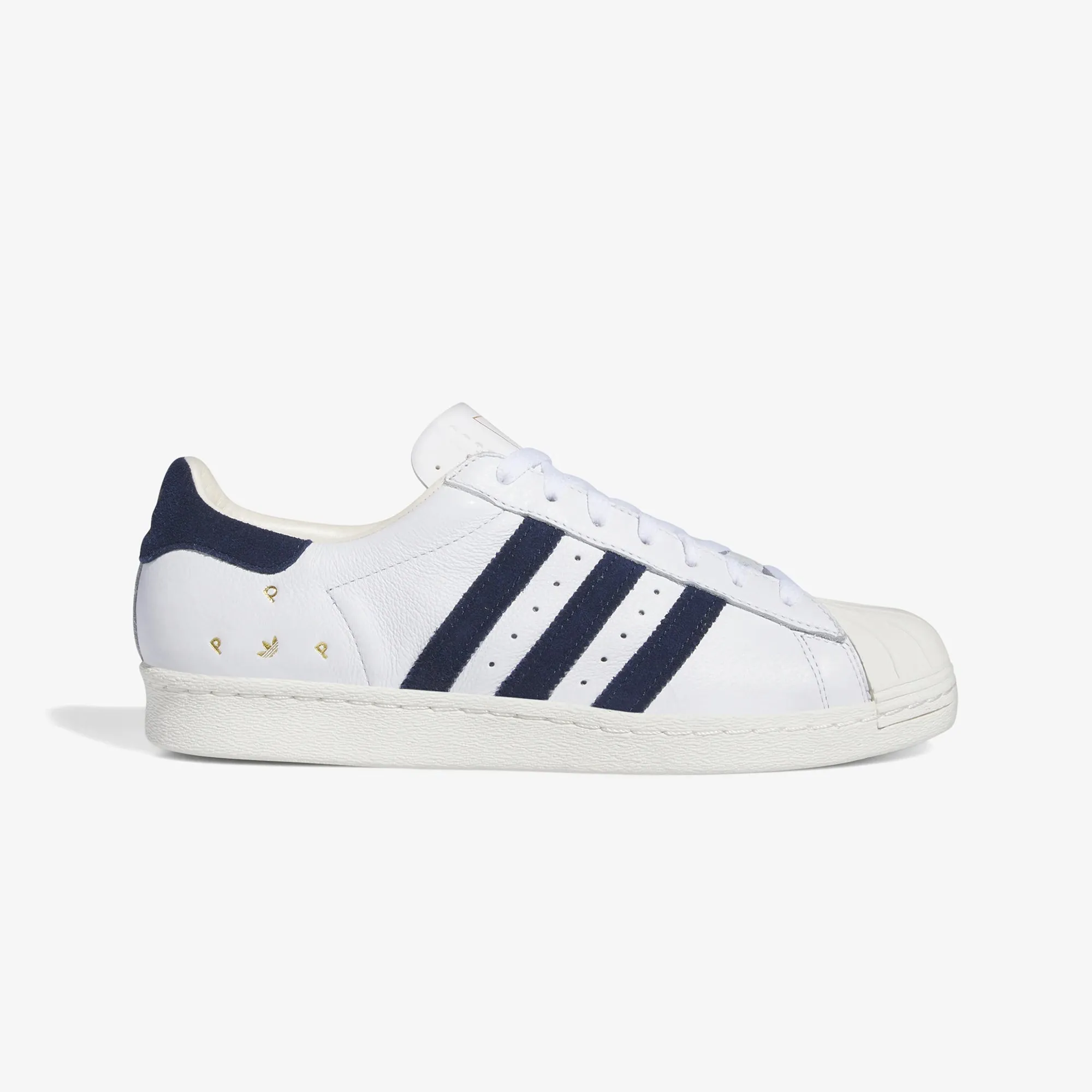 Adidas Originals | POP TRADING CO SUPERSTAR ADV TRAINERS  { CLOUD WHITE/NAVY/CHALK WHITE