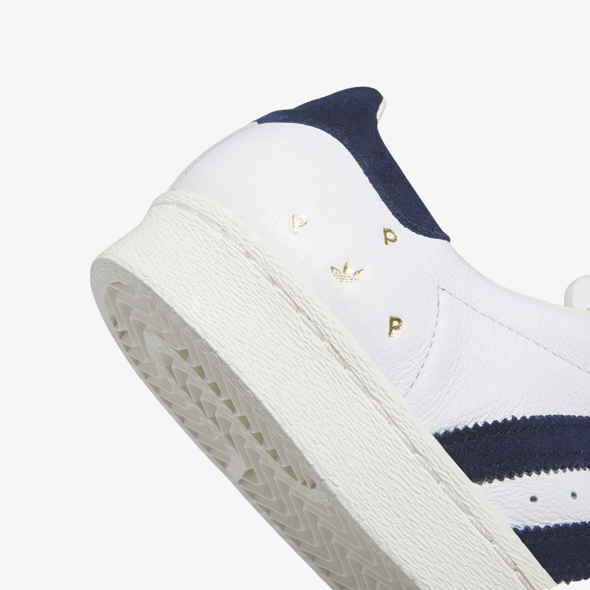 Adidas Originals | POP TRADING CO SUPERSTAR ADV TRAINERS  { CLOUD WHITE/NAVY/CHALK WHITE