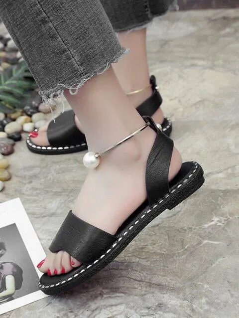 Adorable Pearl Decoration Casual Sandals