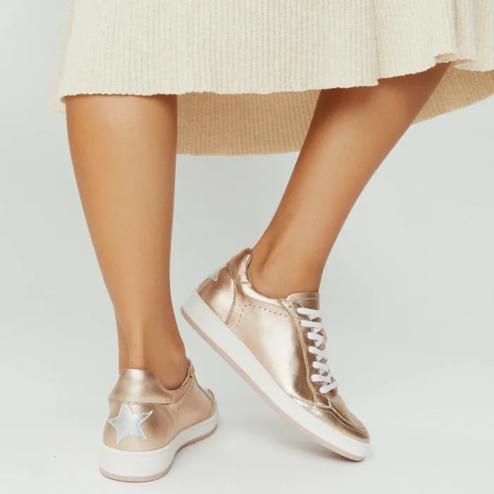 Alfie & Evie Ajax Rose Gold Silver Star Leather Sneaker