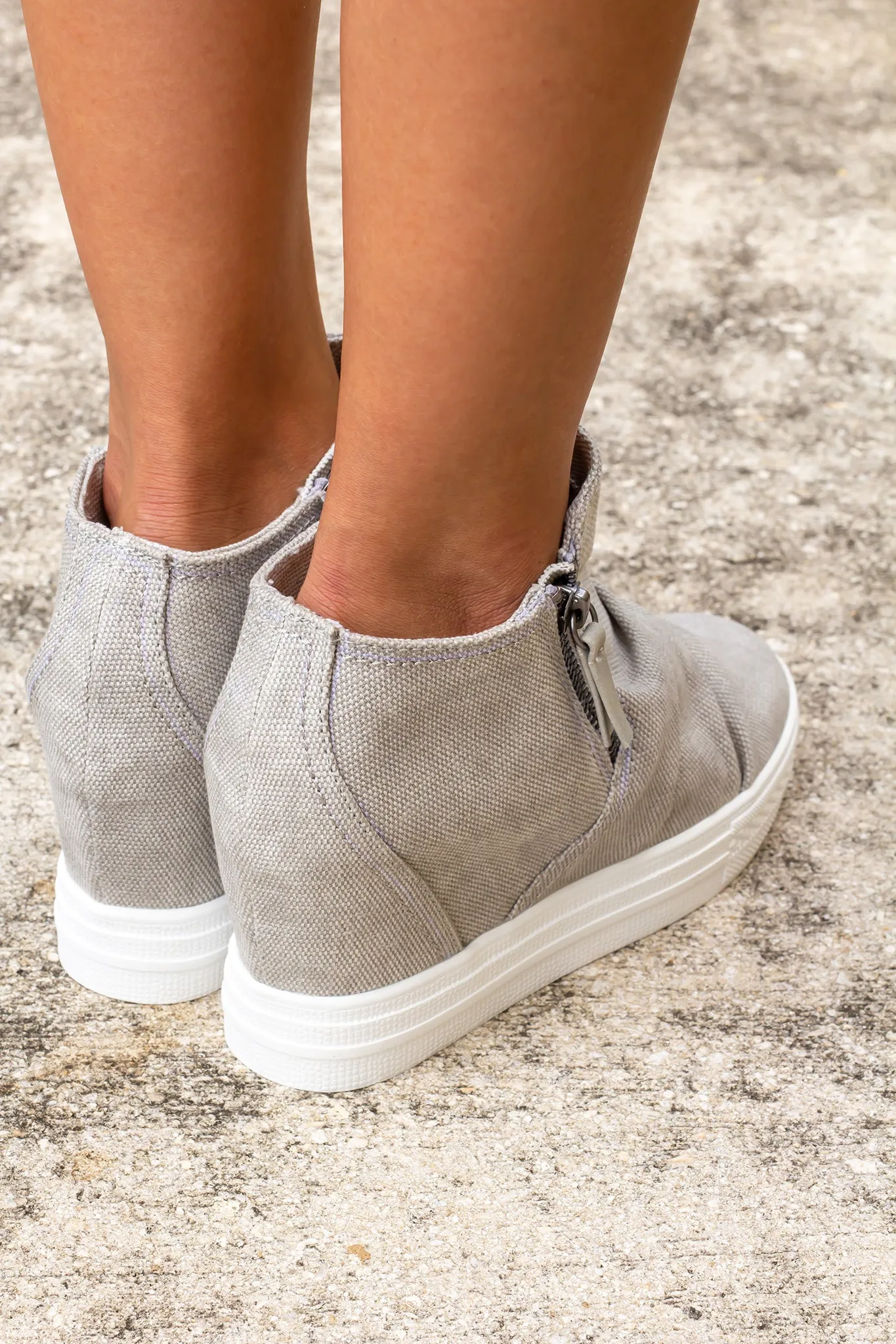 Arabelle Light Gray Wedge Sneakers