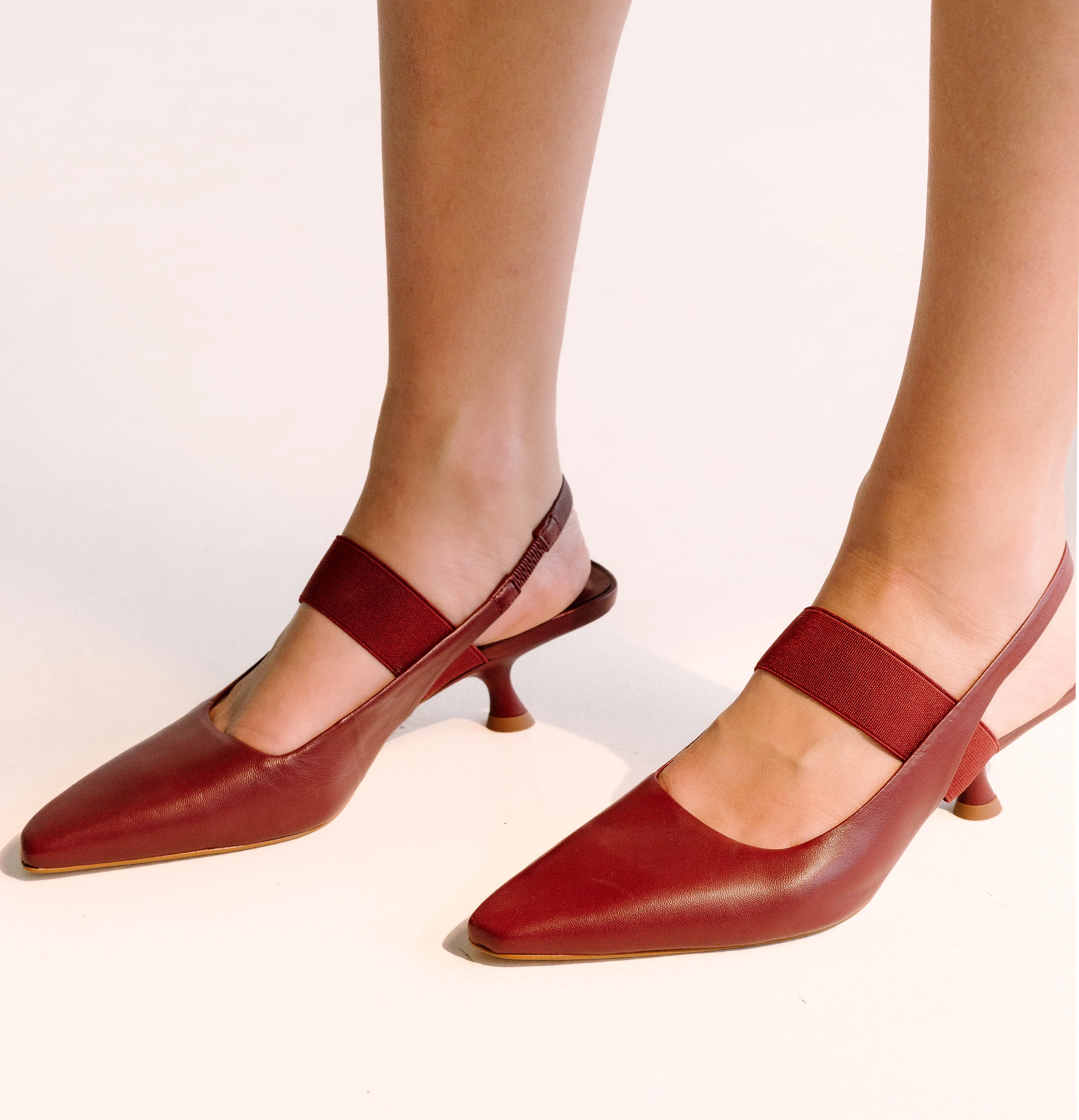 Astrid Sling-Back Pumps - Burgundy