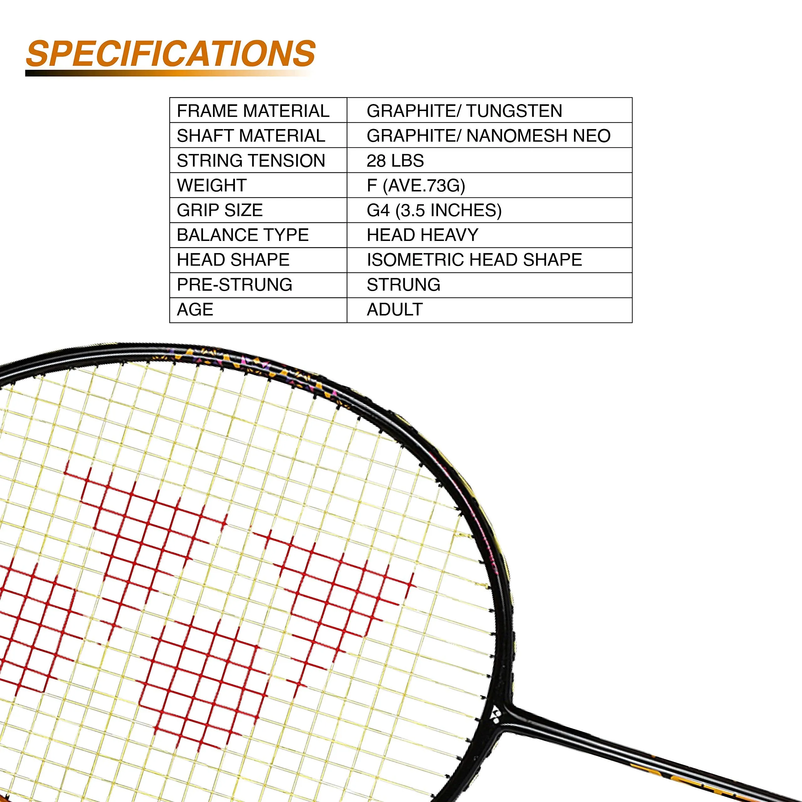 Astrox Smash Graphite Badminton Racquet with free Full Cover (Ultra Light - 73 grams | 28 lbs Tension) | Rotational Generator System (Black Clear Orange)