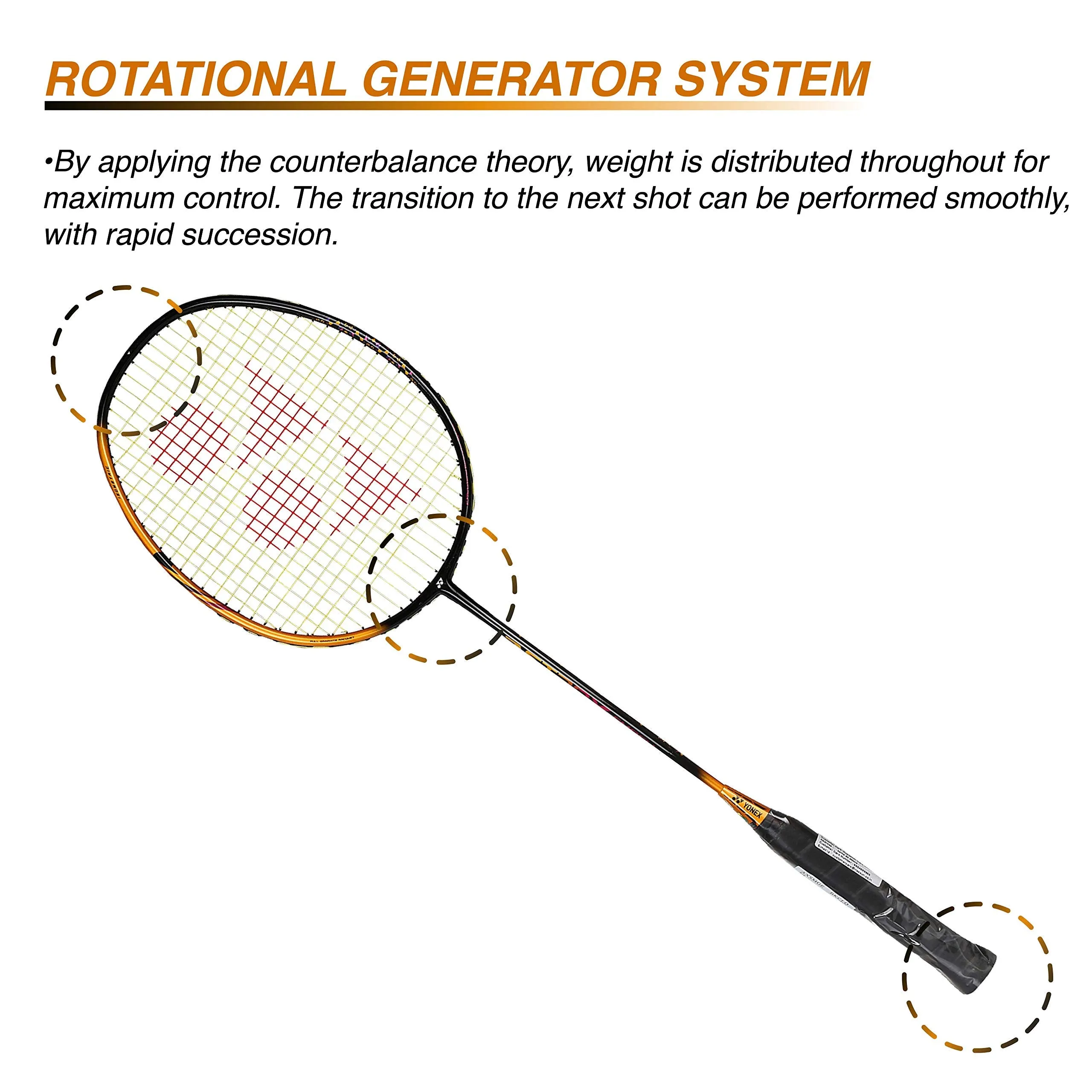 Astrox Smash Graphite Badminton Racquet with free Full Cover (Ultra Light - 73 grams | 28 lbs Tension) | Rotational Generator System (Black Clear Orange)