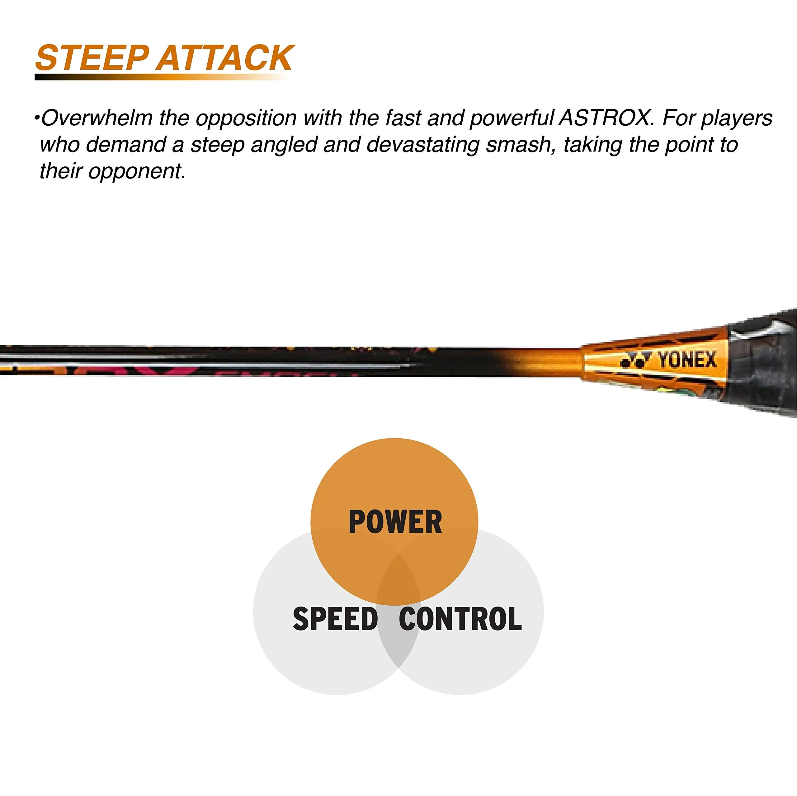 Astrox Smash Graphite Badminton Racquet with free Full Cover (Ultra Light - 73 grams | 28 lbs Tension) | Rotational Generator System (Black Clear Orange)