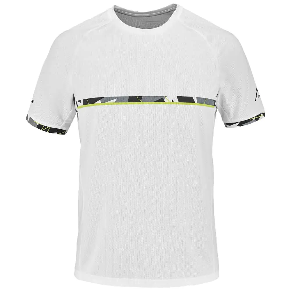 Babolat Men's Aero Crew Neck Tee - White/Yellow