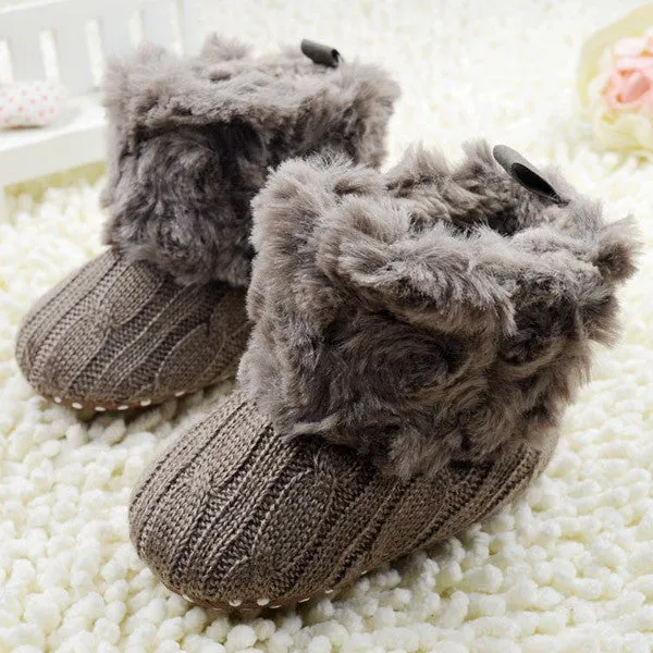 Baby Shoes Infants Crochet Knit Fleece Boots Toddler Girl Boy Wool Snow Crib Shoes Winter Booties