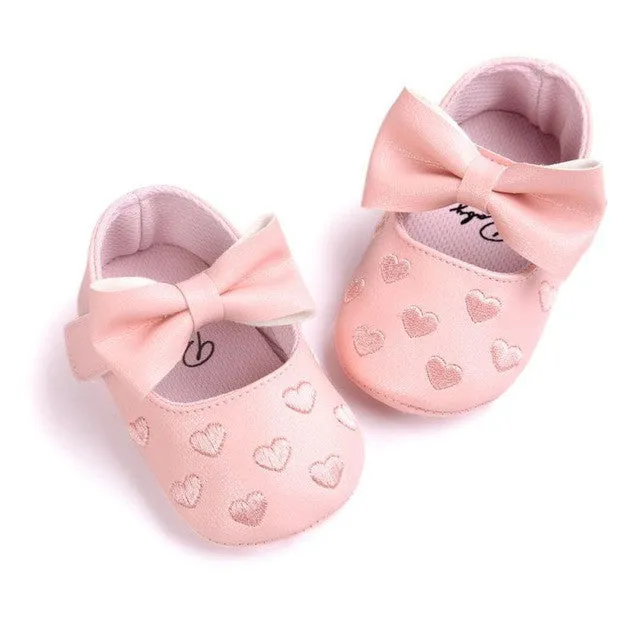 Baby Shoes Toddler Girl Crib First Walker Newborn Bow Band Shallow Soft Sole Prewalker 0-18 M