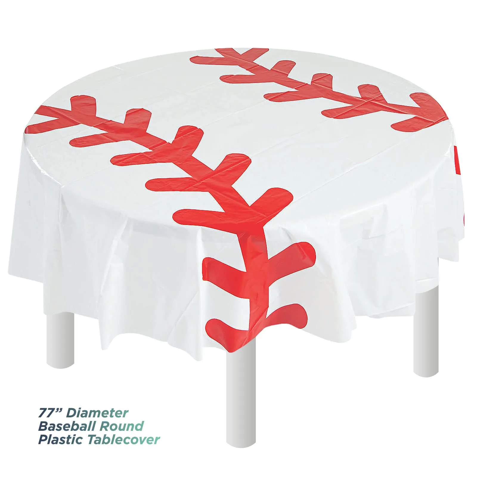 Baseball Party Pack - All Star Baseball Paper Dessert Plates, Beverage Napkins, Round Table Cover, and Balloons Set (Serves 16)