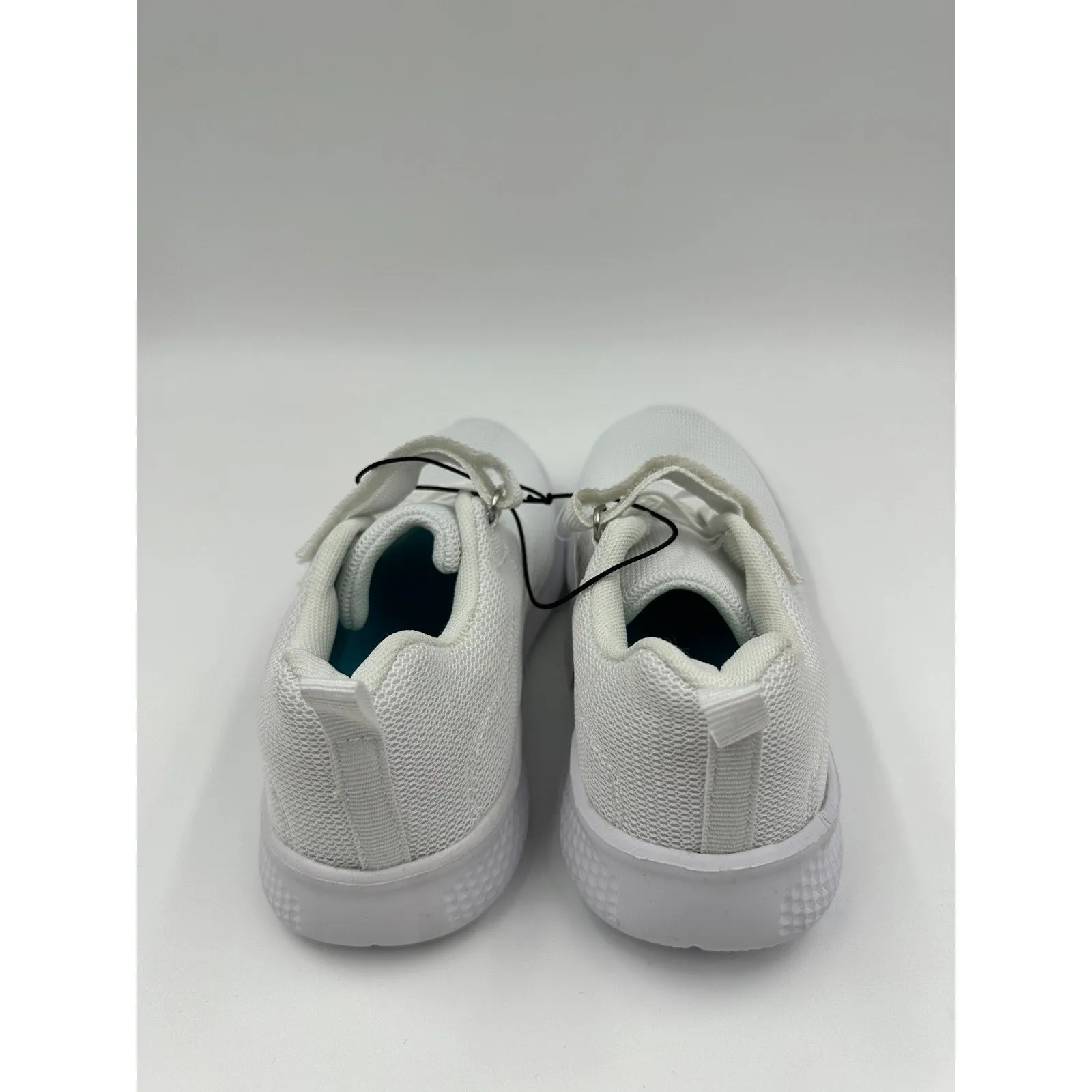 Big Kid Size 2, All White Sneakers with Straps and Thick Cushy Sole