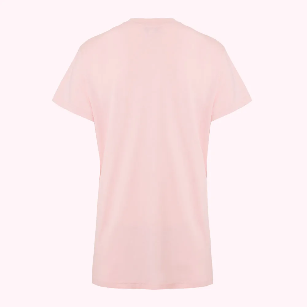 BLUSH EMBROIDERED LIP MACIE T-SHIRT