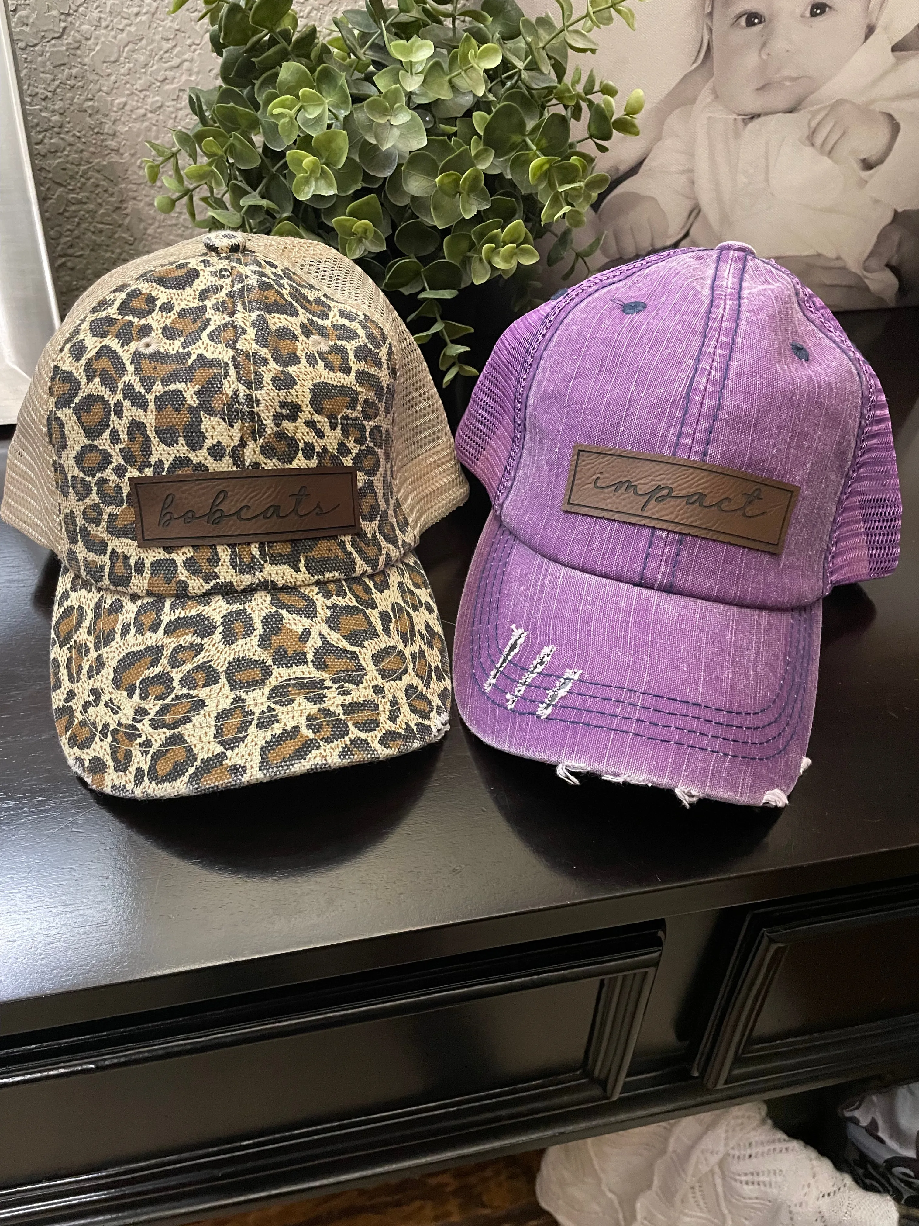 Bobcat Leather Patch Hats (Various Styles)