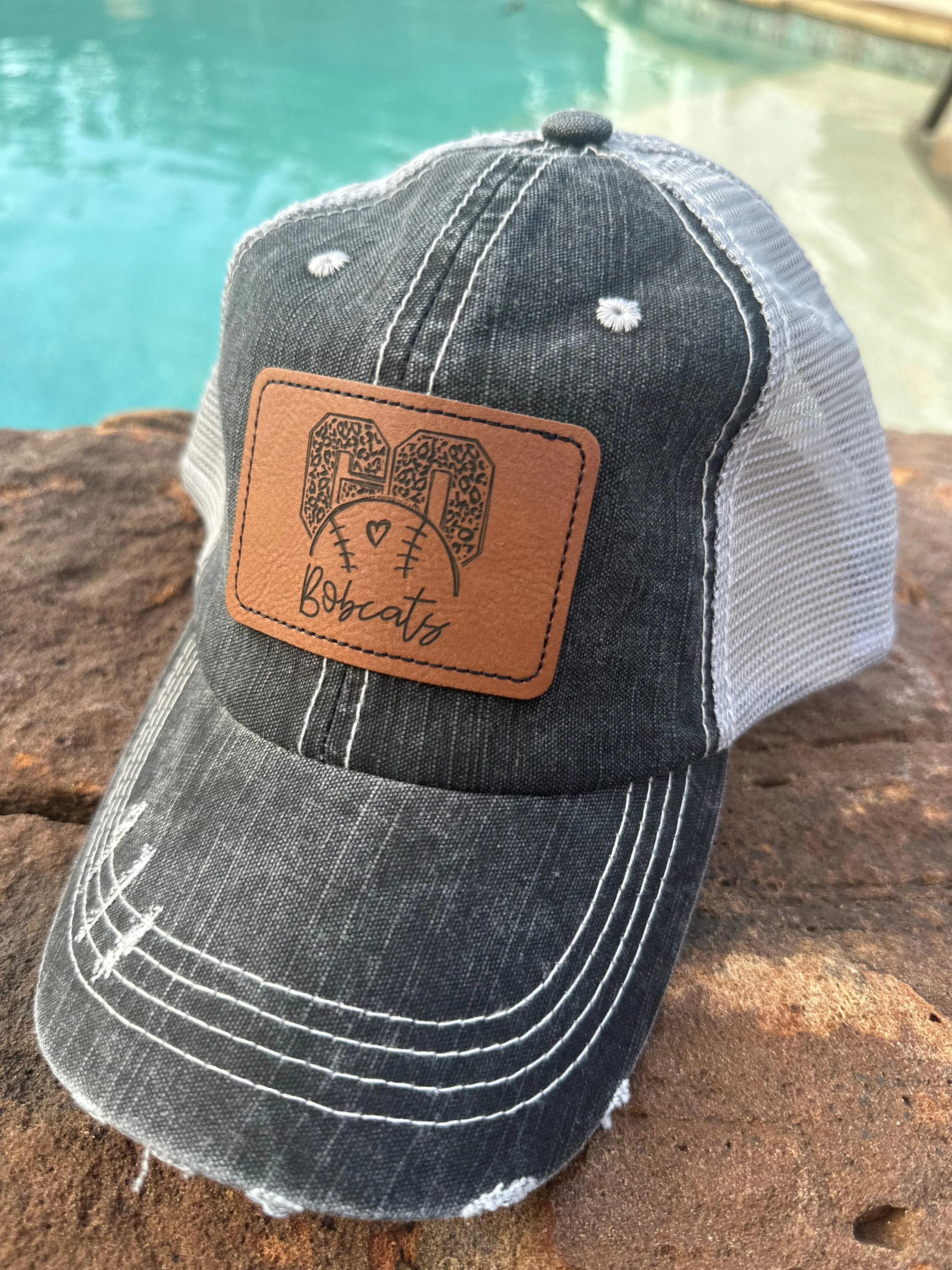 Bobcat Leather Patch Hats (Various Styles)