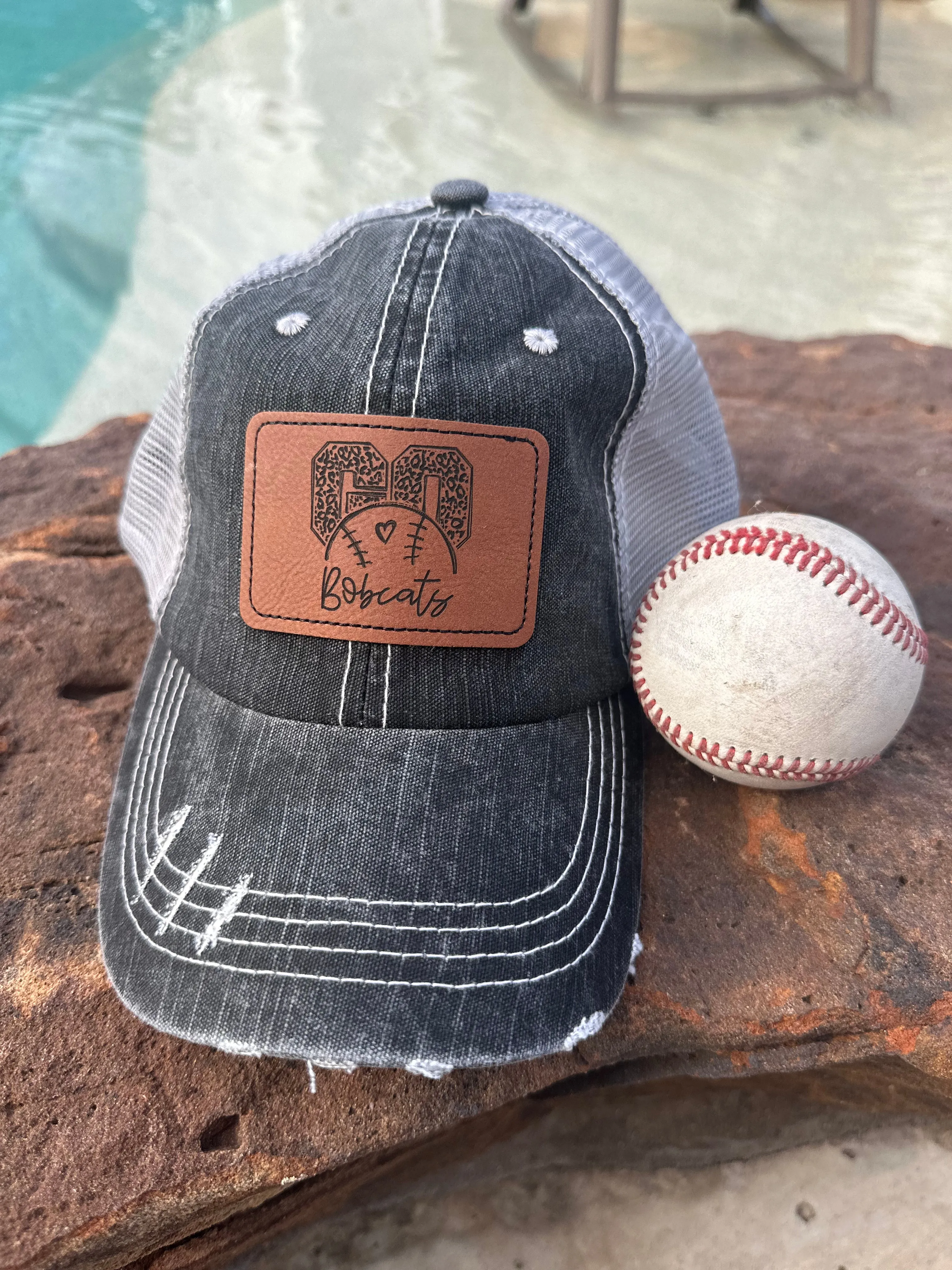 Bobcat Leather Patch Hats (Various Styles)