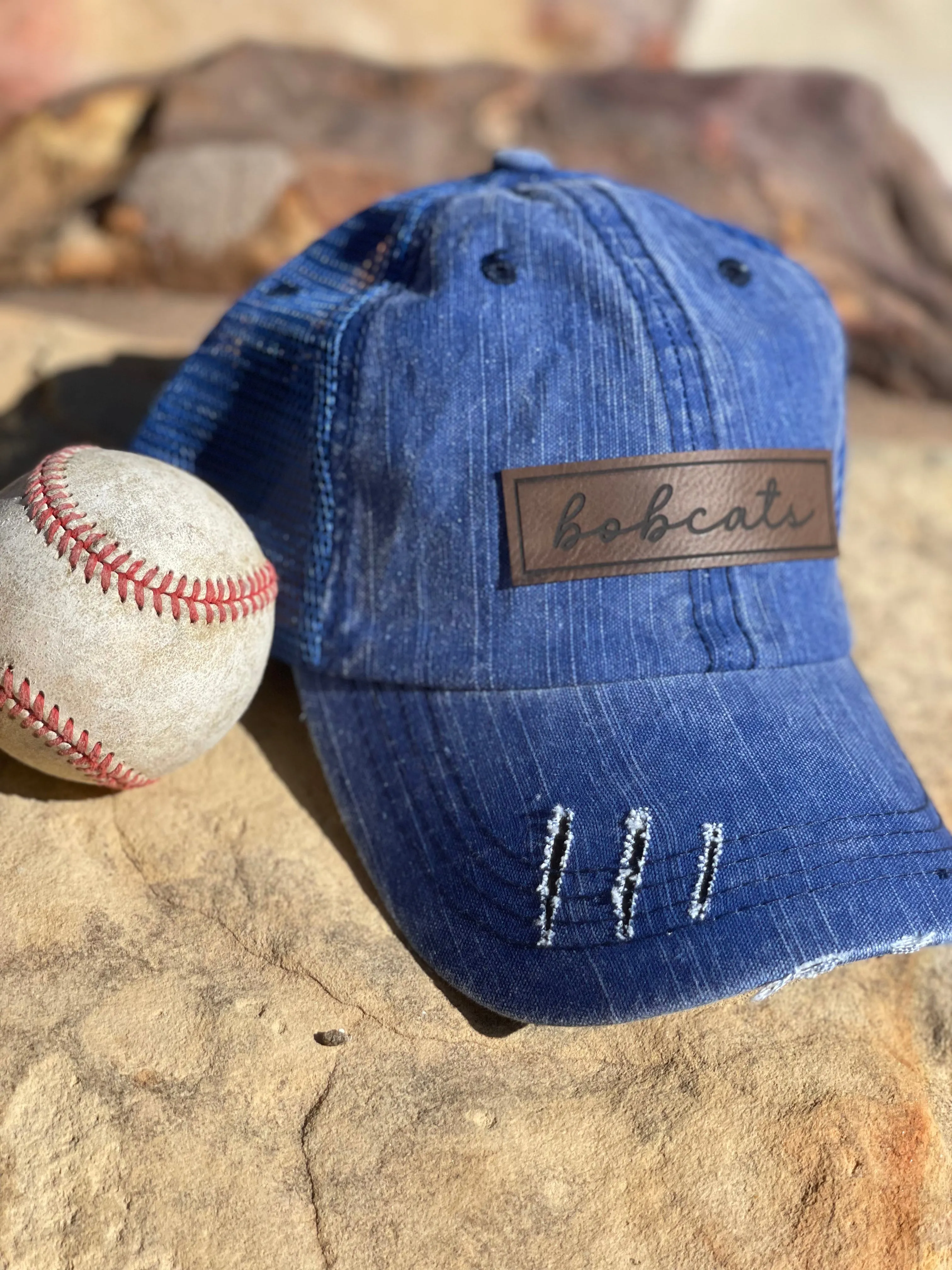 Bobcat Leather Patch Hats (Various Styles)