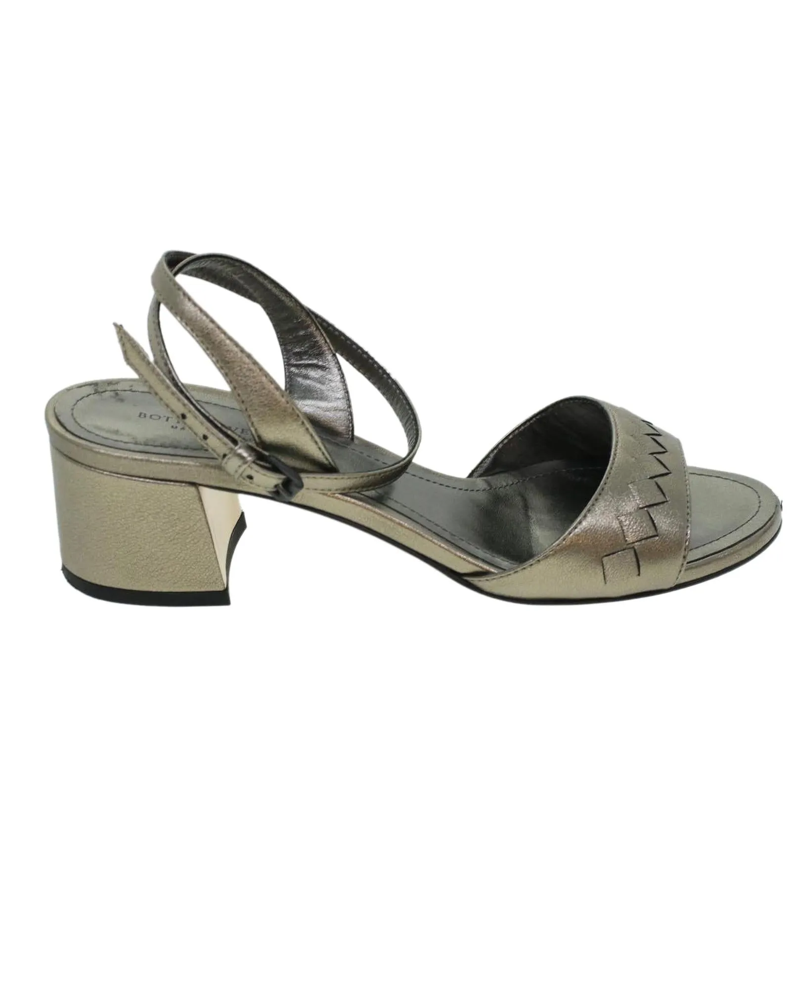 Bottega Veneta Intrecciato Braided Leather Sandals Silver