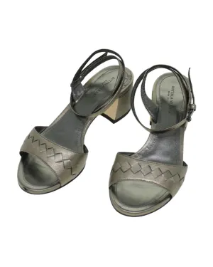 Bottega Veneta Intrecciato Braided Leather Sandals Silver