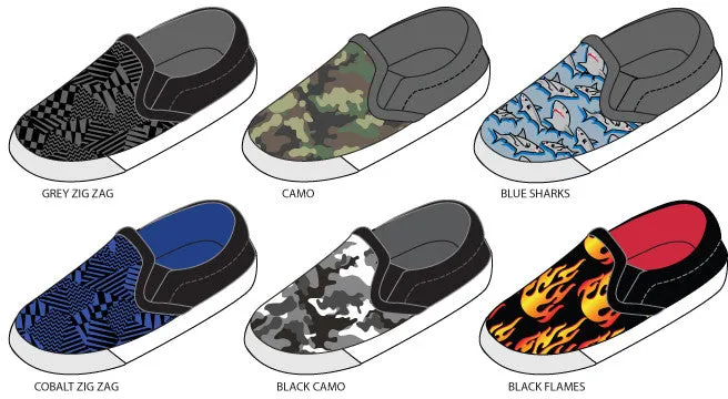 boys printed canvas slip-on sneakers Case of 36