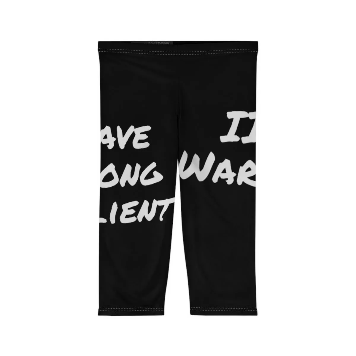 Brave, Strong, Resilient, IIH, Warrior - Black-Women’s Capri Leggings (AOP)