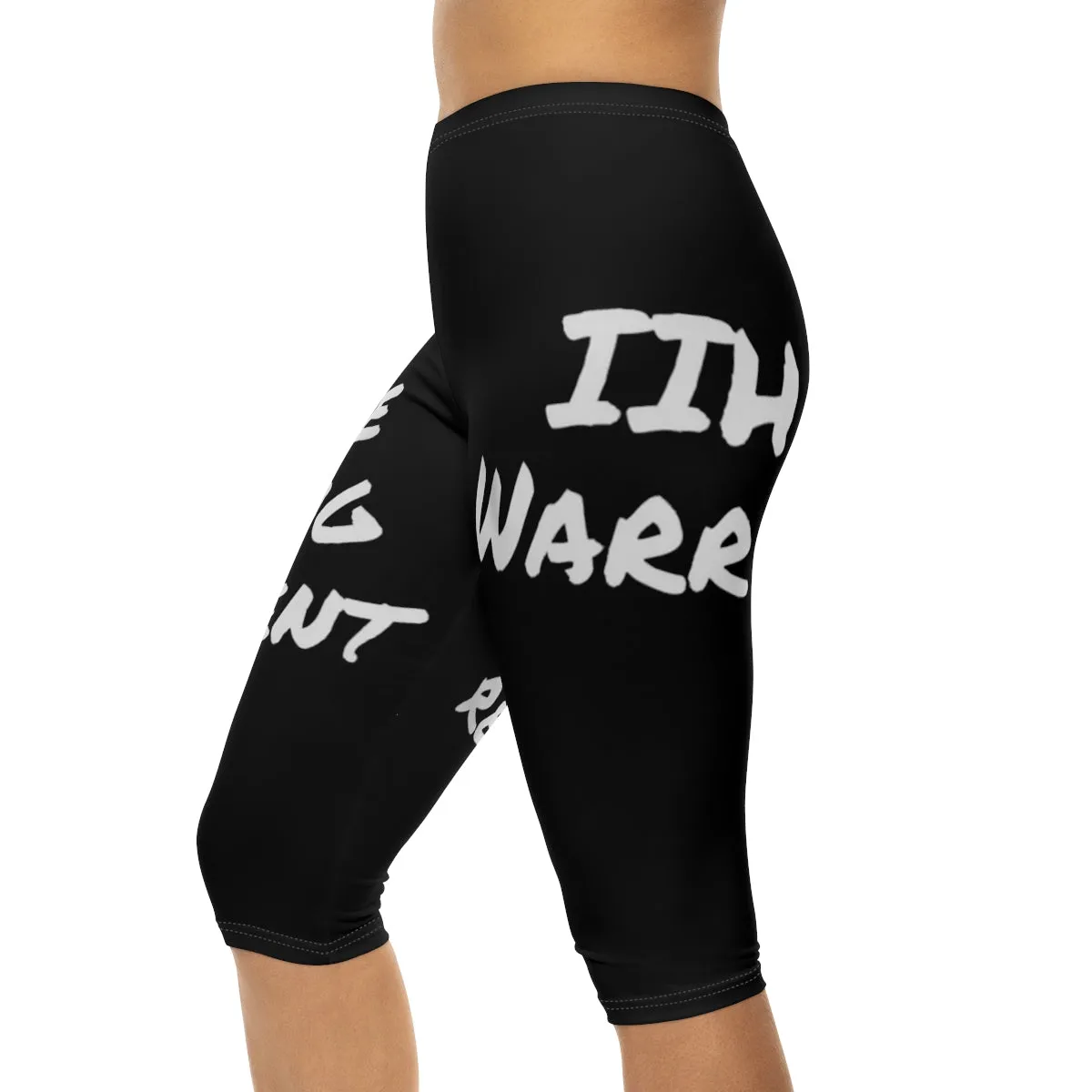 Brave, Strong, Resilient, IIH, Warrior - Black-Women’s Capri Leggings (AOP)