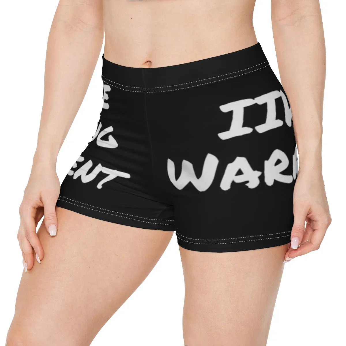 Brave, Strong, Resilient, IIH, Warrior-Black-  Women's Shorts (AOP)