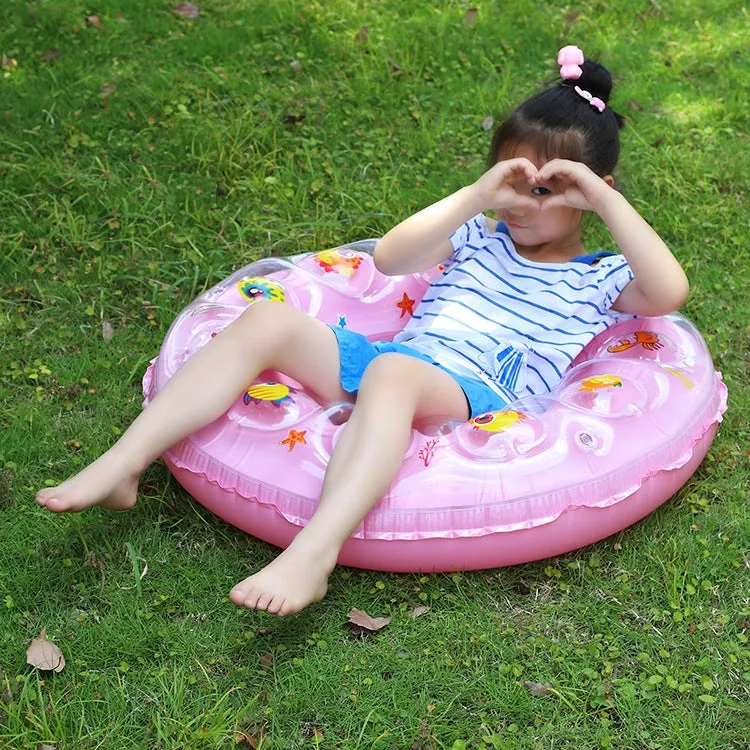 Cartoon Pattern Double Airbag Thickened Inflatable Swimming Ring Crystal Swimming Ring, Size:80 cm(Pink)