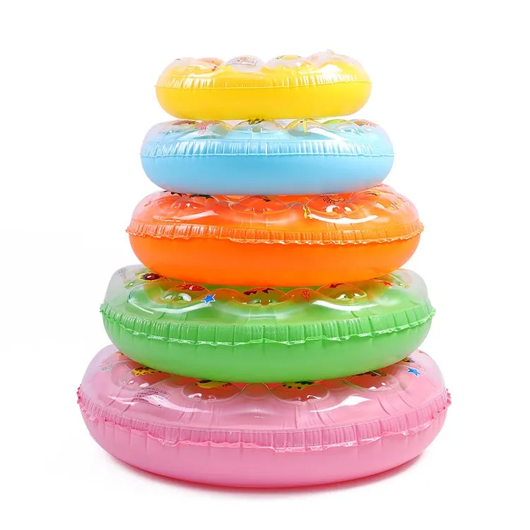 Cartoon Pattern Double Airbag Thickened Inflatable Swimming Ring Crystal Swimming Ring, Size:80 cm(Pink)