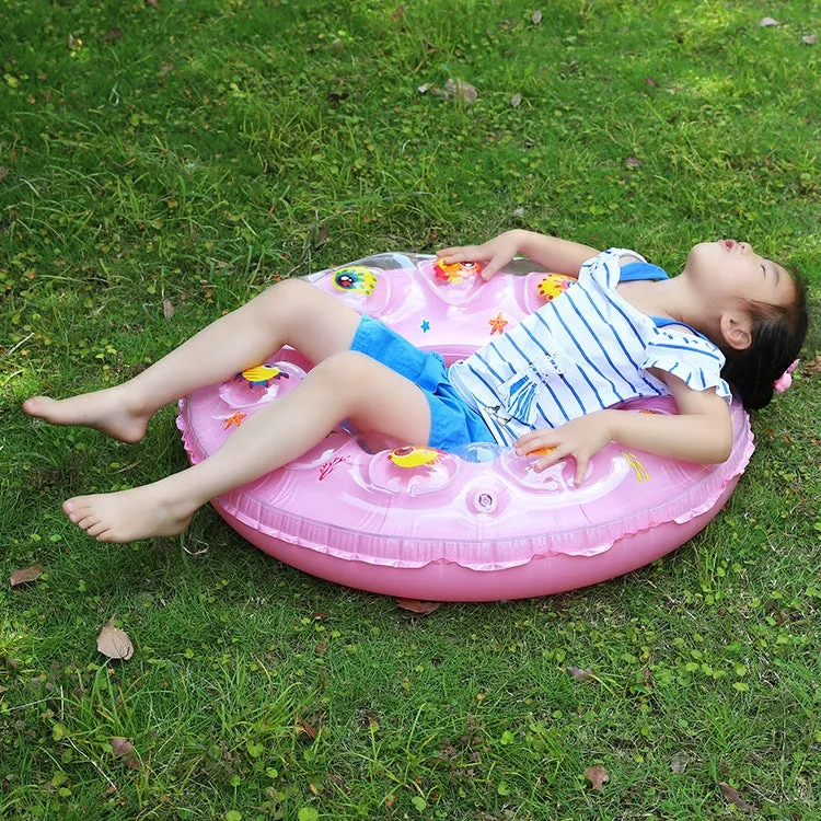 Cartoon Pattern Double Airbag Thickened Inflatable Swimming Ring Crystal Swimming Ring, Size:80 cm(Pink)