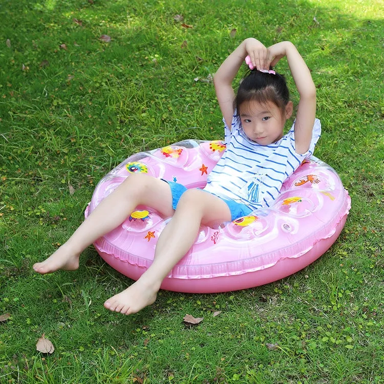 Cartoon Pattern Double Airbag Thickened Inflatable Swimming Ring Crystal Swimming Ring, Size:80 cm(Pink)