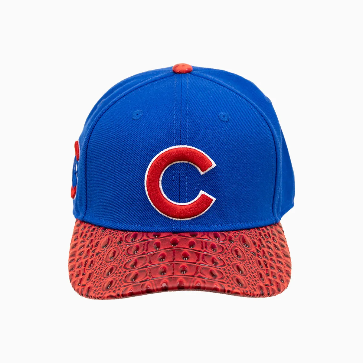 Chicago Cubs MLB Leather Visor Wool Snapback Hat