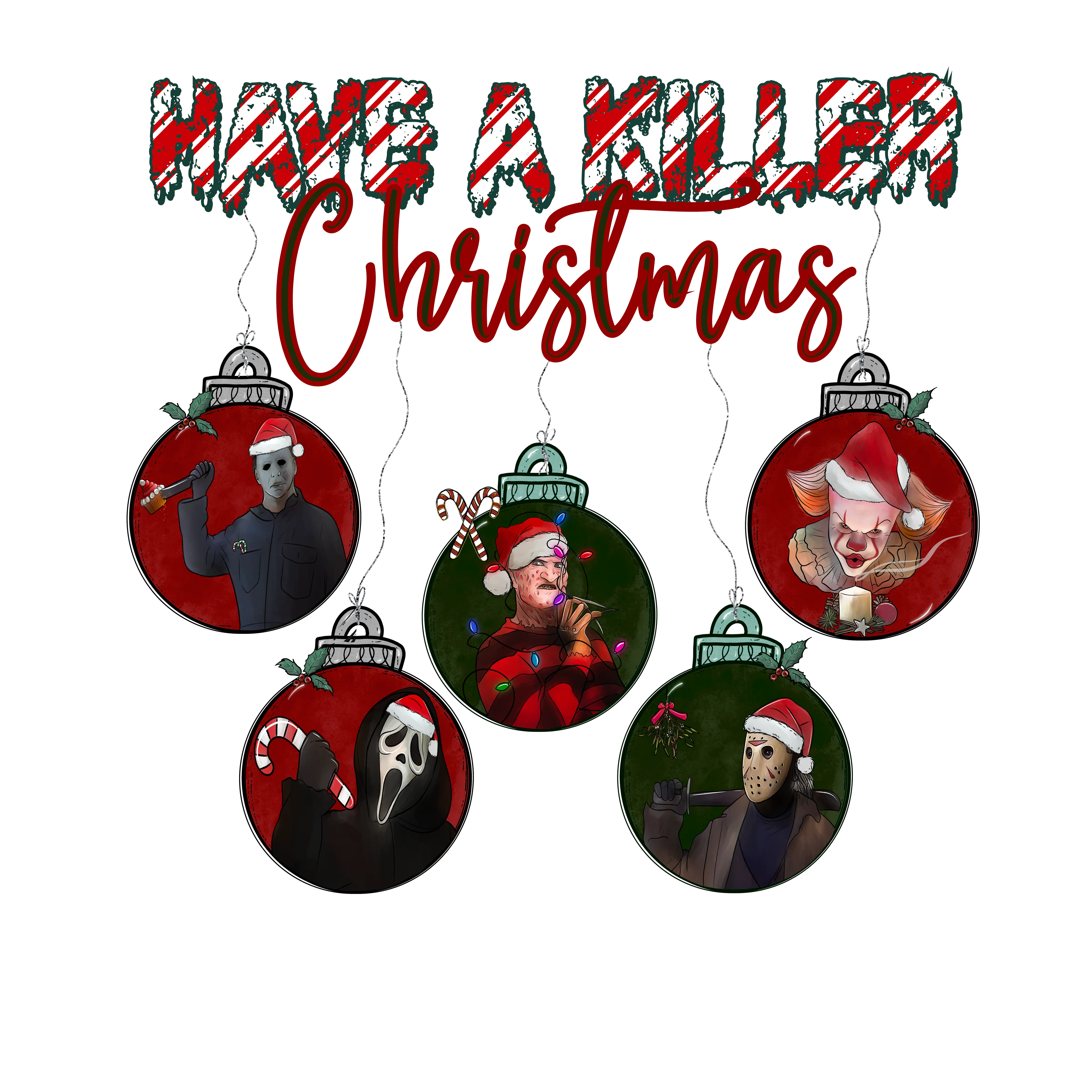 CHRISTMAS UGLY SWEATERS Black T-Shirt (killer christmas)