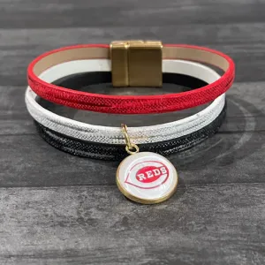 Cincinnati Reds Leather Wrap Bracelet