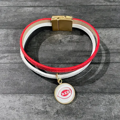 Cincinnati Reds Leather Wrap Bracelet