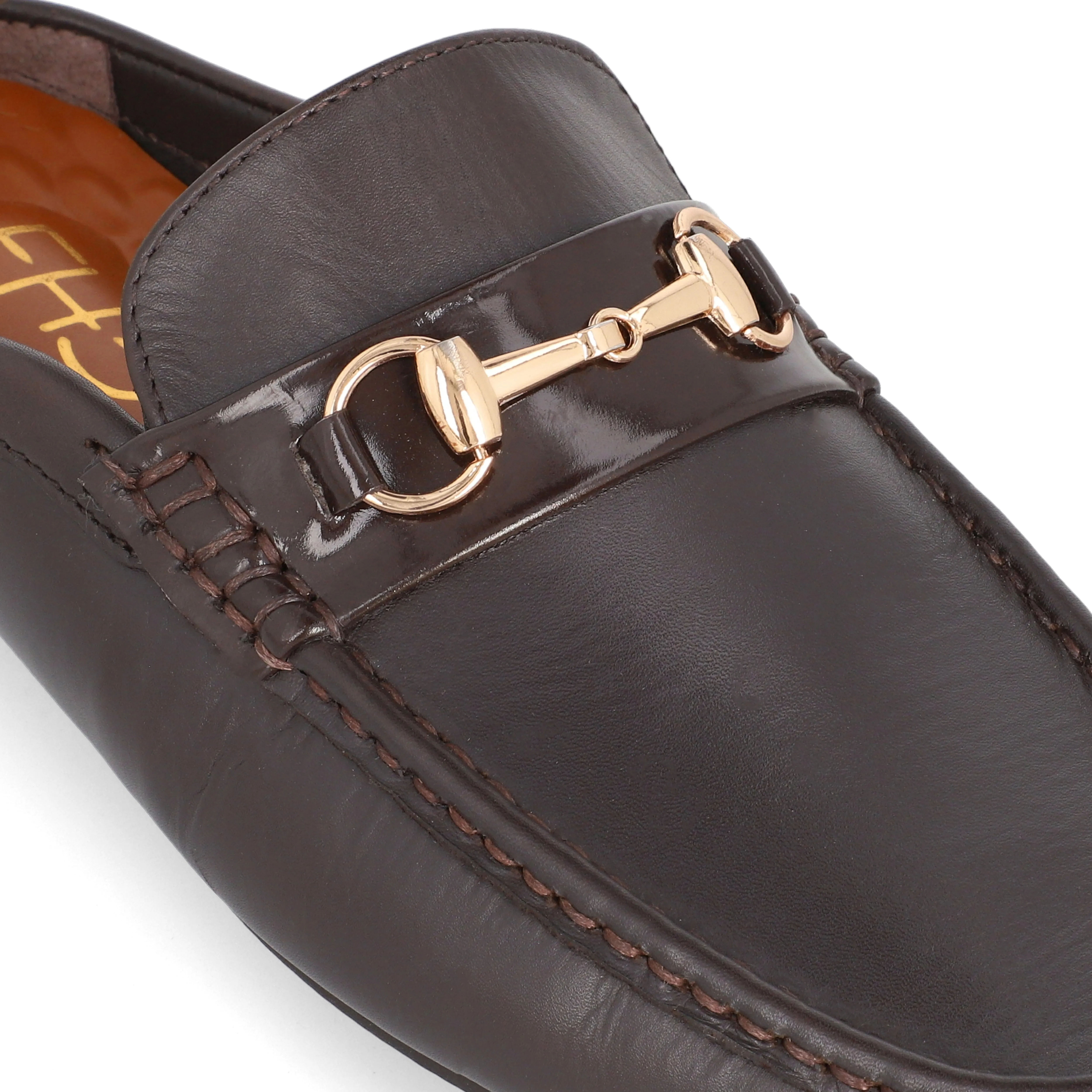 Classic Horse Bit Buckled Half Moccasins-Brown