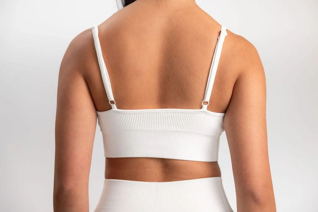 Classic Ribbed Sports Bra - White