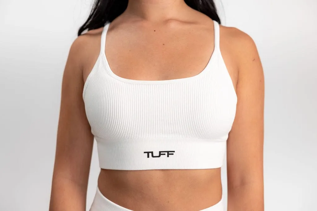 Classic Ribbed Sports Bra - White