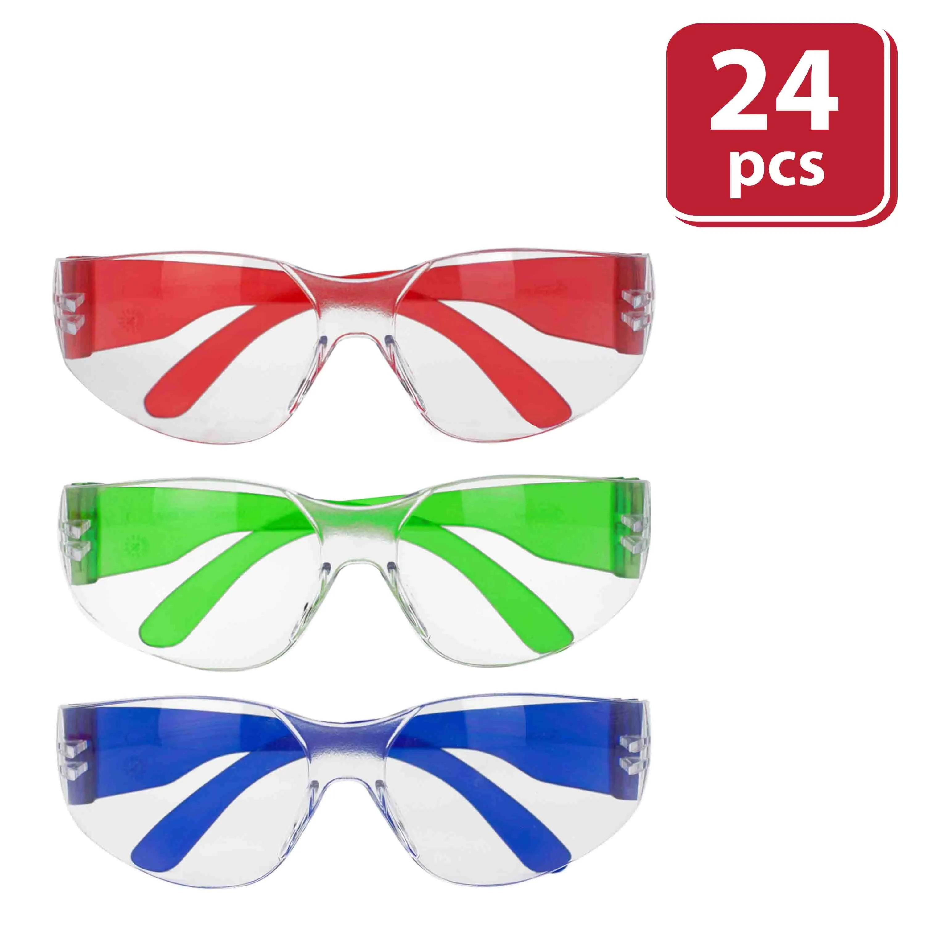 Clear Lens Color Temple Variety Safety Glasses for Youth, Anti-Scratch