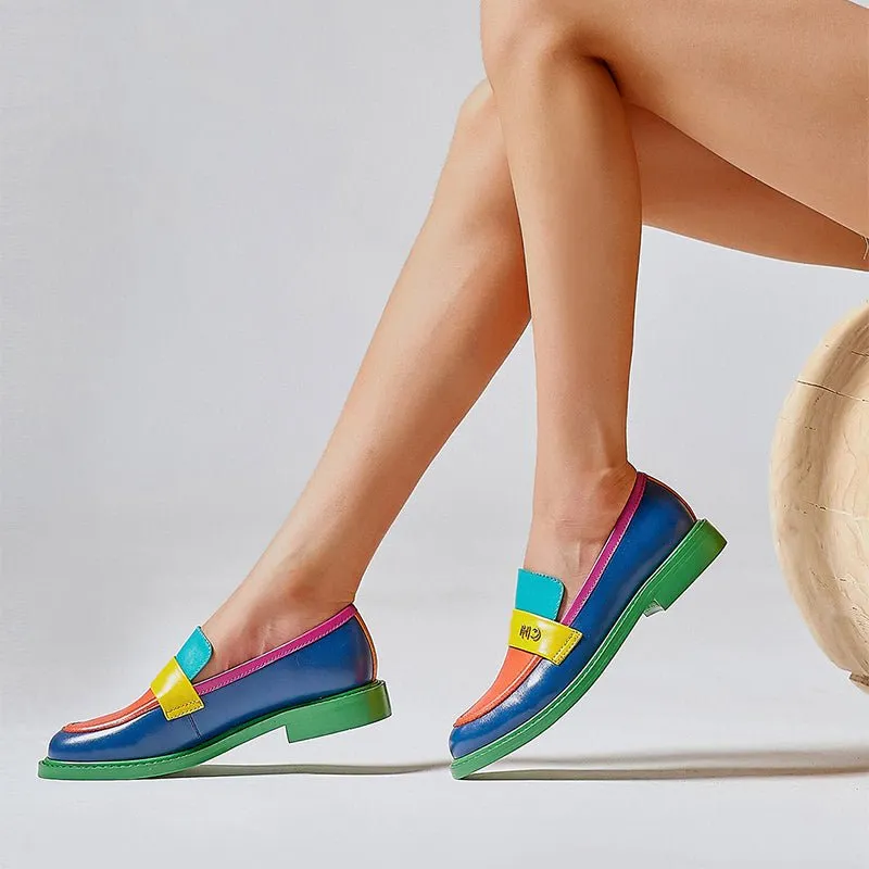 Colorful Chic Round Toe Slip-On Brogues