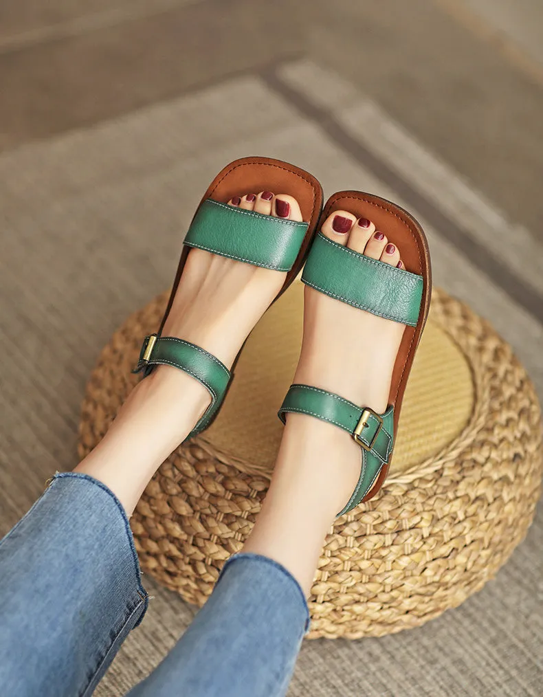 Comfortable Retro Flat Sandals Slingback