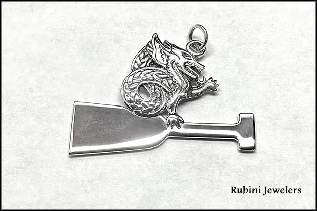 Dragon Boat Paddle with Dragon Pendant Sterling Silver