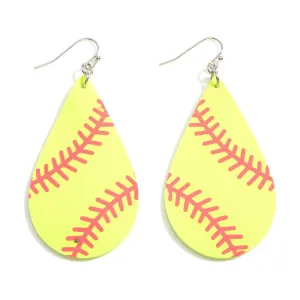 Faux Leather Softball Earrings