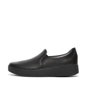 Fitflop Rally Leather Slip-On Skate Sneakers Black/Black